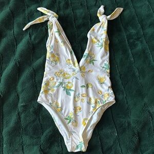 H&M Floral Lemon Print One Piece Swimsuit